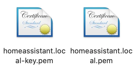 Screenshot of the two generated certificates